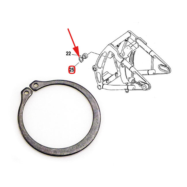 Retaining ring, swingarm bearing — 84-99 Softail (NU)