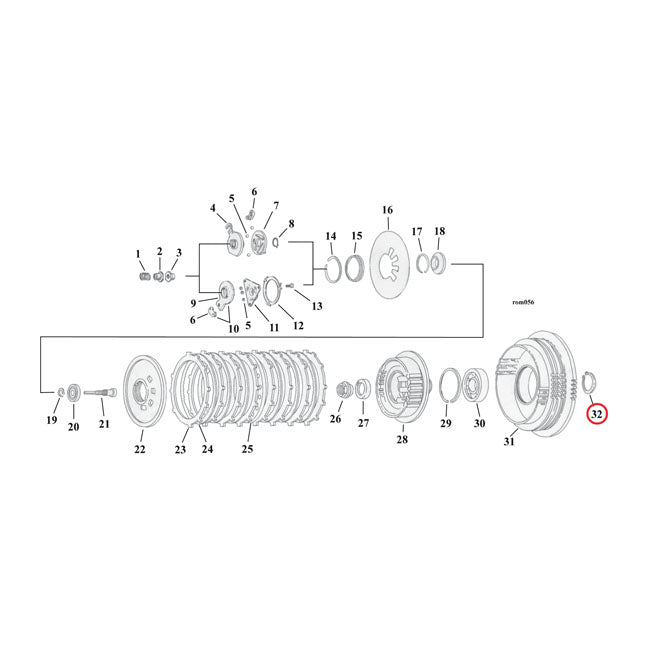 Retaining ring, clutch bearing — 90-26 Big Twin (incl. 13-17 B.T. with A&S clutch); 91-22 (NU) XL Sportster (excl. 08-12 (NU) XR1200)