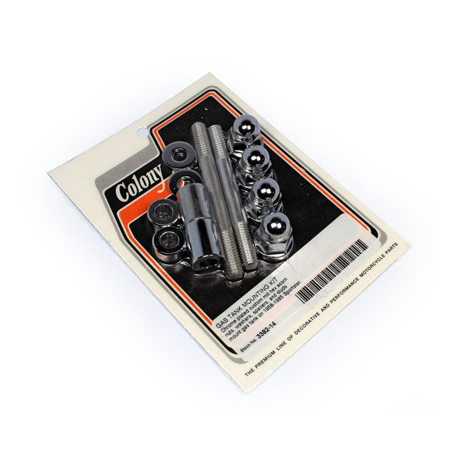 Colony, gas tank mount kit. Chrome — 58-85 XL Sportster (NU)