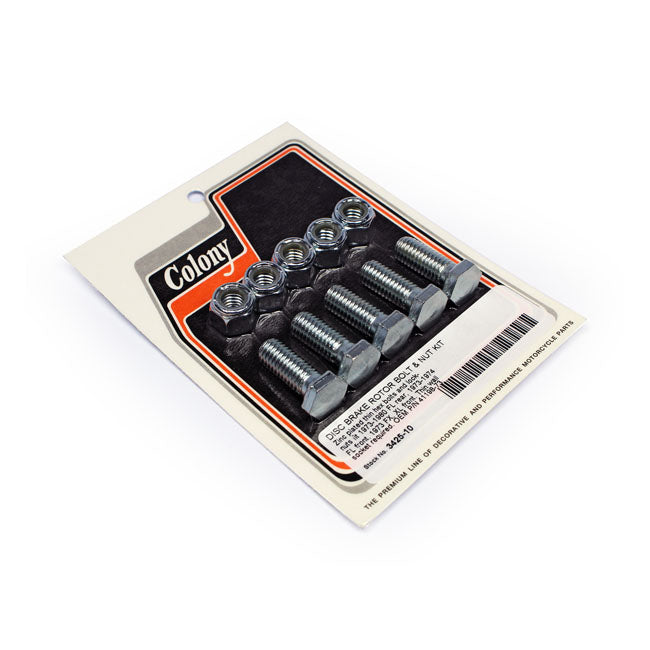 Colony, front/rear brake rotor bolt & nut kit. Zinc
