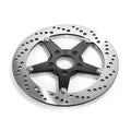 K-Tech, drilled brake rotor stainless steel 11.5" — 00-25 Softail (excl. 2017 FXSE); 00-17 (NU) Dyna (excl. FXDLS); 00-07 (NU) FLT/Touring; 00-10 (NU) XL Sportster