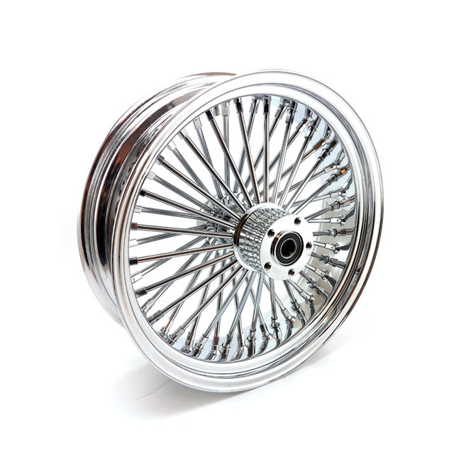 MCS radial 48 fat spoke rear wheel 5.50 x 18 chrome — 02-07 FLT/Touring; 02-06 V-Rod (NU)