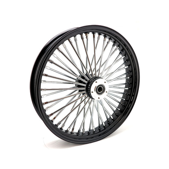MCS radial 48 fat spoke front wheel 3.50 x 21 DF black — 00-07 FLT/Touring (NU)