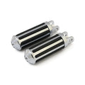 Rail foot pegs large diameter. Chrome w/rubber inlays — Traditional early H-D female mount