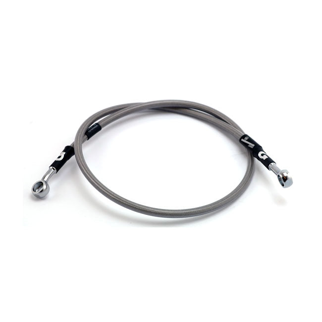 MCS by Goodridge brake line front, stainless clear coated — 2011 FXCWC Rocker with ABS (upper front to ABS box only) (NU)
