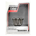 Colony, front brake rotor bolt kit. Zinc — Front: 84-15 (NU) FX; 84-94 (NU) FXR; 18-25 various Softail; 84-25 FLT/Touring; 84-22 (NU) XL Sportster; 06-17 (NU) Dyna. Models with cast wheel hub mount