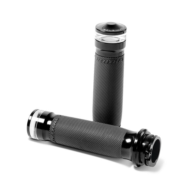 PM, Contour vision LED turn signal grips. Black — 74-22 H-D with single or dual throttle cables (Excl. Street) (NU)