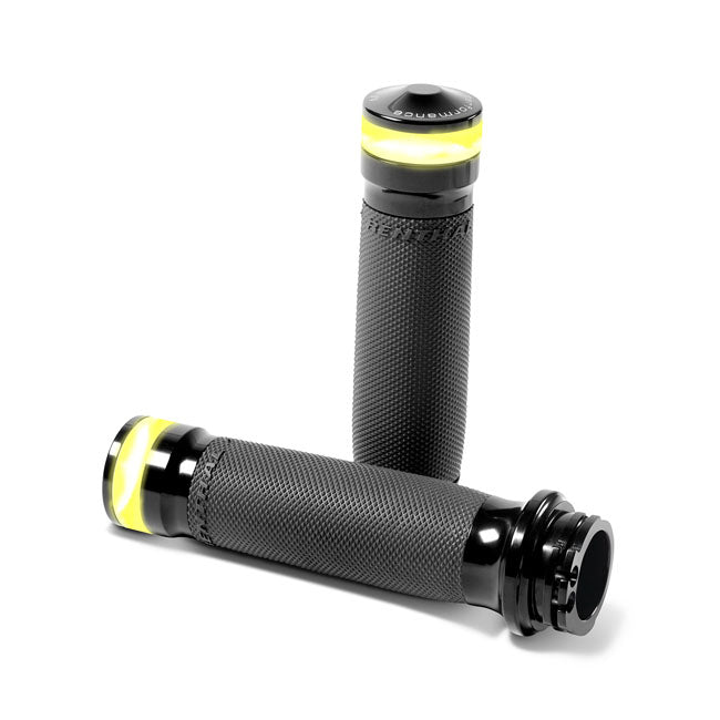 PM, Contour vision LED turn signal grips. Black — 74-22 H-D with single or dual throttle cables (Excl. Street) (NU)