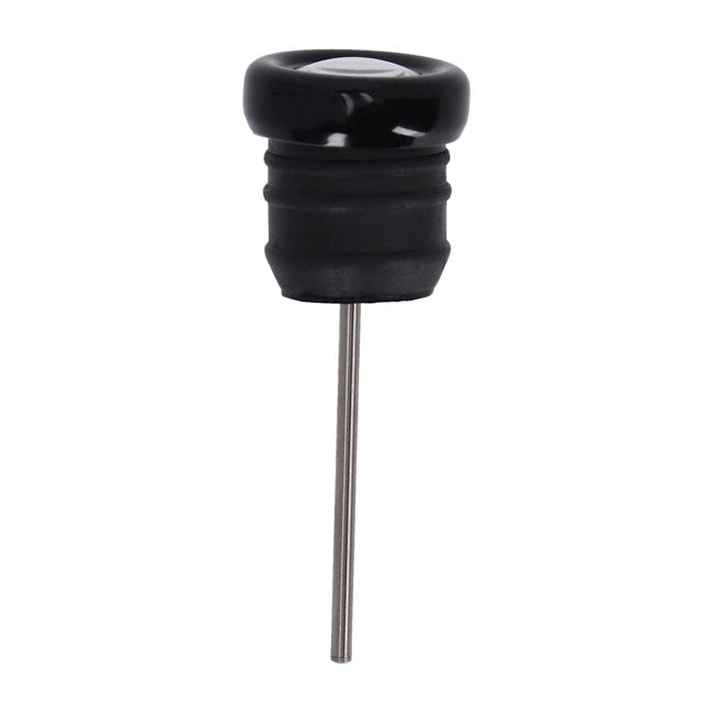 Oil tank dipstick with temperature gauge. Black w/black face — 84-99 Softail; 82-03 XL Sportster (NU)