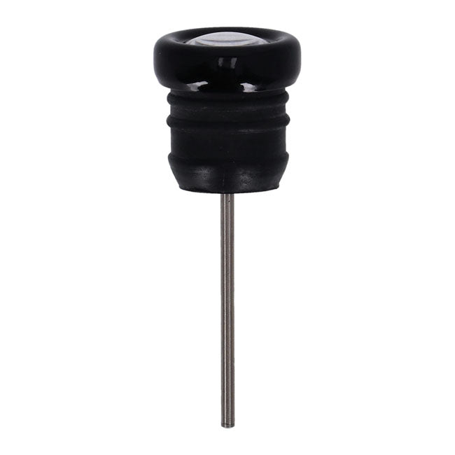 Oil tank dipstick with temperature gauge. Black w/white face — 84-99 Softail; 82-03 XL Sportster (NU)
