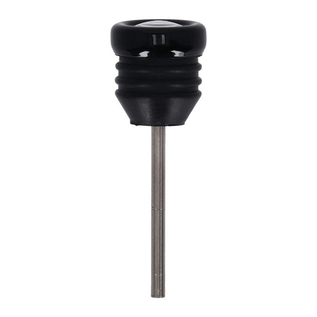 Oil tank dipstick with temperature gauge. Black w/white face — 00-17 Softail (Excl. FXSB; FXCW/C) (NU)