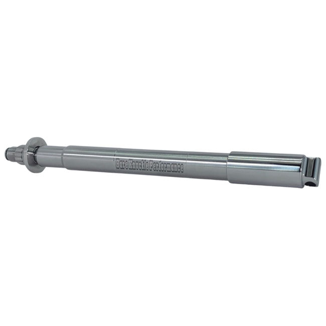 Bare Knuckle Performance, stainless axle kit. Front wheel — 00-03 Dyna; 00-07 XL Sportster. With 39mm Narrow Glide forks (NU)