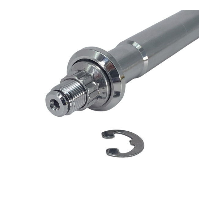 Bare Knuckle Performance, stainless axle kit. Front wheel — 00-03 Dyna; 00-07 XL Sportster. With 39mm Narrow Glide forks (NU)