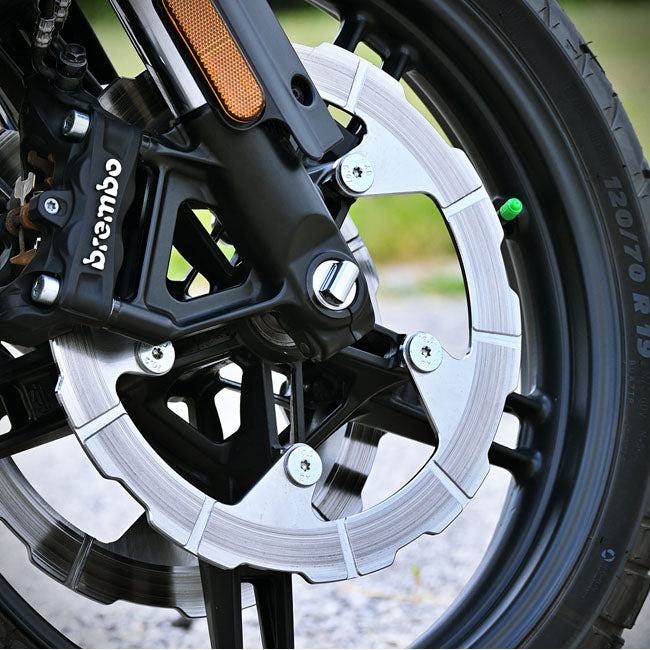 Bare Knuckle Performance, stainless axle kit. Front wheel — Pan America: 21-24 RA1250; 21-25 RA1250S; 24-25 RA1250SE CVO. Nightster: 22-25 RH975 Nightster; 23-25 RH975S Nightster Special
