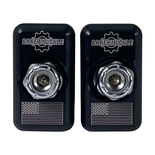 Bare Knuckle Performance, axle adjuster kit. USA flag — 82-94 FXR & 2000 FXR; 80-99 FLT/Touring (NU)
