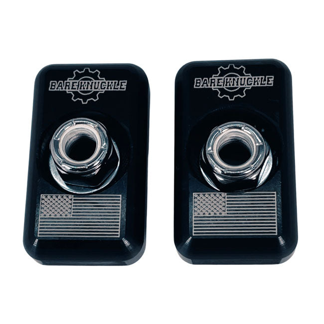 Bare Knuckle Performance, Axle adjuster plate kit. US flag — 82-94 FXR; 80-01 FLT/Touring (NU)