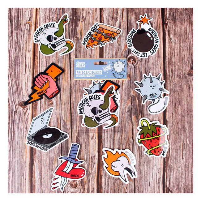 American Socks Wrecked Sticker pack