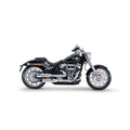 Zard, ''Overlapped'' 2-2 slip-on mufflers. Polished — 18-24 Softail FXB; FXBRS Breakout; FLFB; FLFBS Fat Boy (NU)