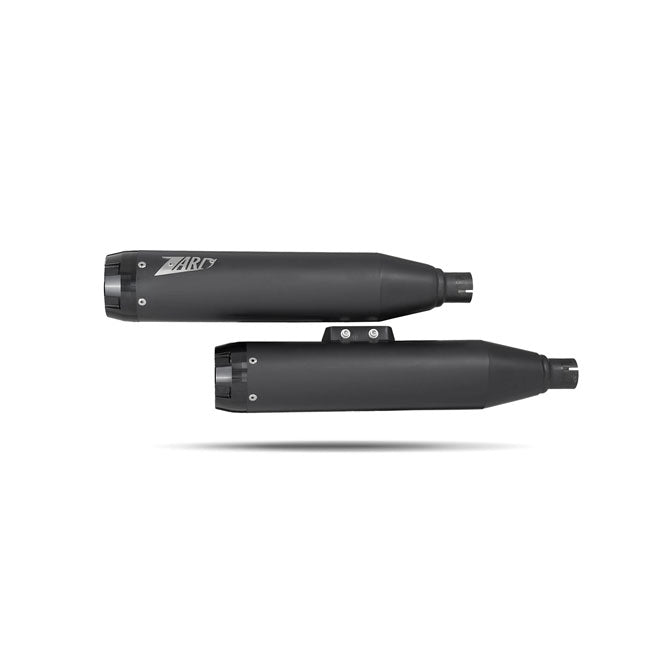 Zard, ''Overlapped'' 2-2 slip-on mufflers. Matte black — 18-24 Softail (excl. Breakout; Fat Boy) (NU)
