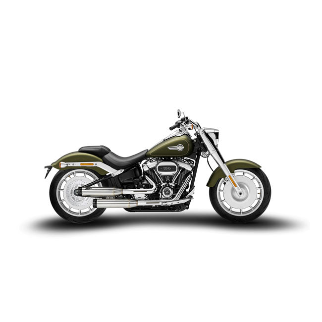 Zard, ''Overlapped'' 2-2 slip-on mufflers. Plain — 18-24 Softail FXB; FXBRS Breakout; FLFB; FLFBS Fat Boy (NU)