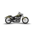 Zard, ''Overlapped'' 2-2 slip-on mufflers. Matte black — 18-24 Softail FXB; FXBRS Breakout; FLFB; FLFBS Fat Boy (NU)