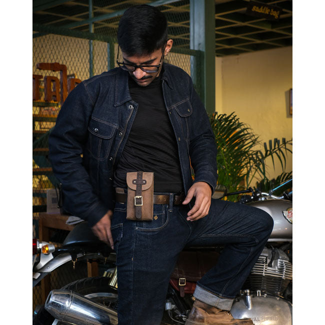 Trip Machine, Moto Exclusive Utility Pouch. Tobacco Brown