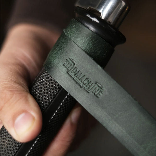 Trip Machine, leather handlebar grip wraps. Forest Green
