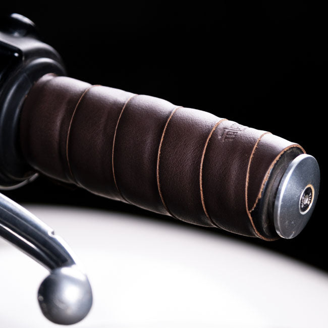 Trip Machine, leather handlebar grip wraps. Dark Brown Caffe