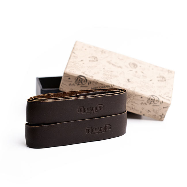 Trip Machine, leather handlebar grip wraps. Dark Brown Caffe