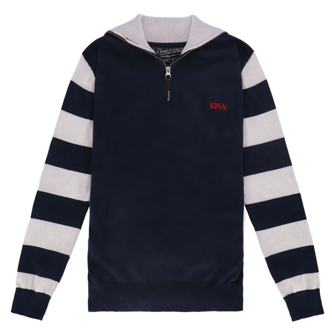 13 1/2 Outlaw half-zip sweater navy/offwhite