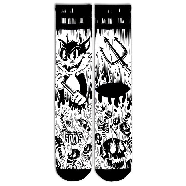 American Socks Evil Cat Signature socks white