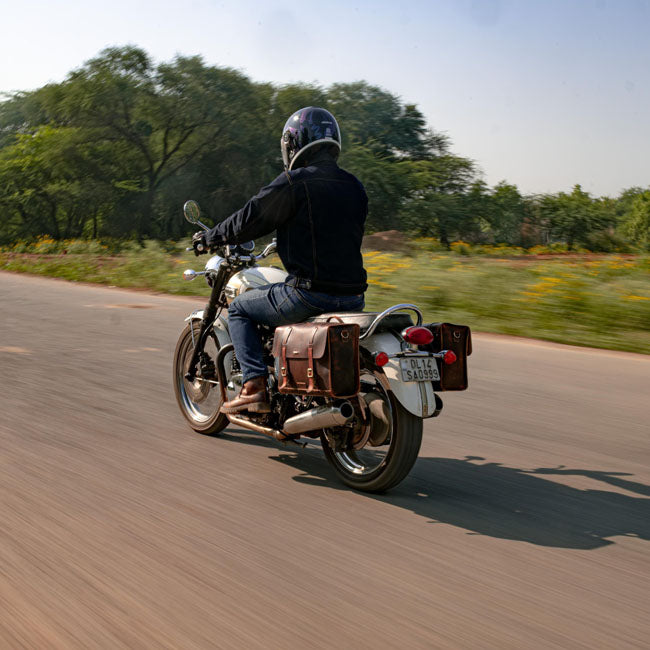 Trip Machine, Legacy Saddlebag set. Cognac