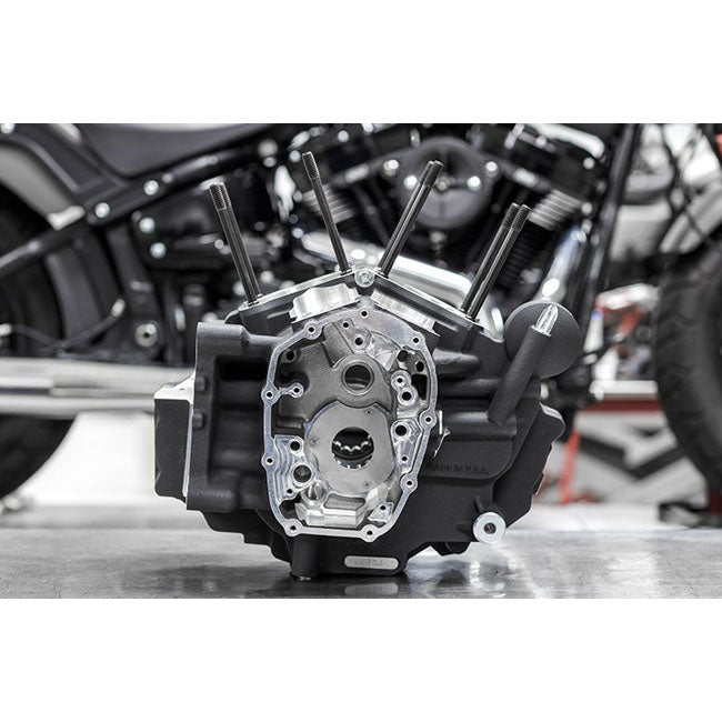 S&S, M8 Softail MK-Series crankcase assembly. Large bore