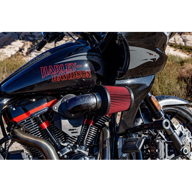Vance & Hines, VO2 Falcon XL air intake. Gloss Forged Carbon — 18-24 Softail; 17-25 FLT/Touring (excl. 24-25 FLHX; 2025 FLHXU; 24-25 FLTRX; 23-25 FLHXSE; 23-25 FLTRXSE; 24-25 FLTRXSTSE); 17-25 Trikes (excl. 17-25 FLTR Freewheeler; Road Glide 3) (NU)