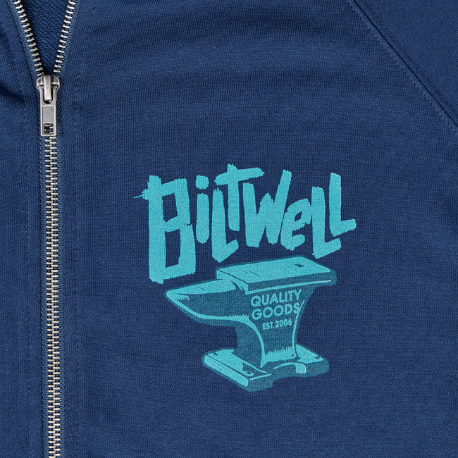 Biltwell Anvil zip hoodie blue