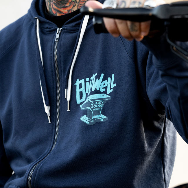 Biltwell Anvil zip hoodie blue