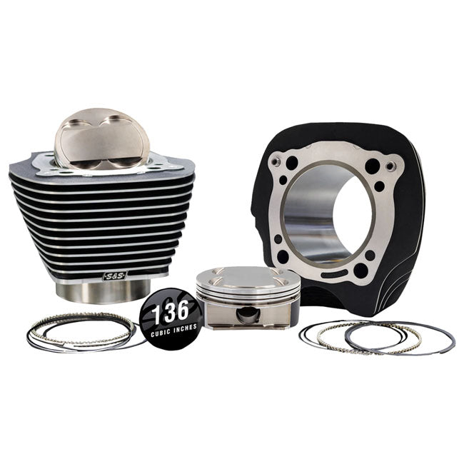 S&S, M8 132/136" big bore cylinder & piston kit. HC 0cc — 17-25 114" M8 Models; 17-25 M8 models with S&S 923270 4-5/8" (4.625" ) stroker flywheels (excl. CVO) (NU)
