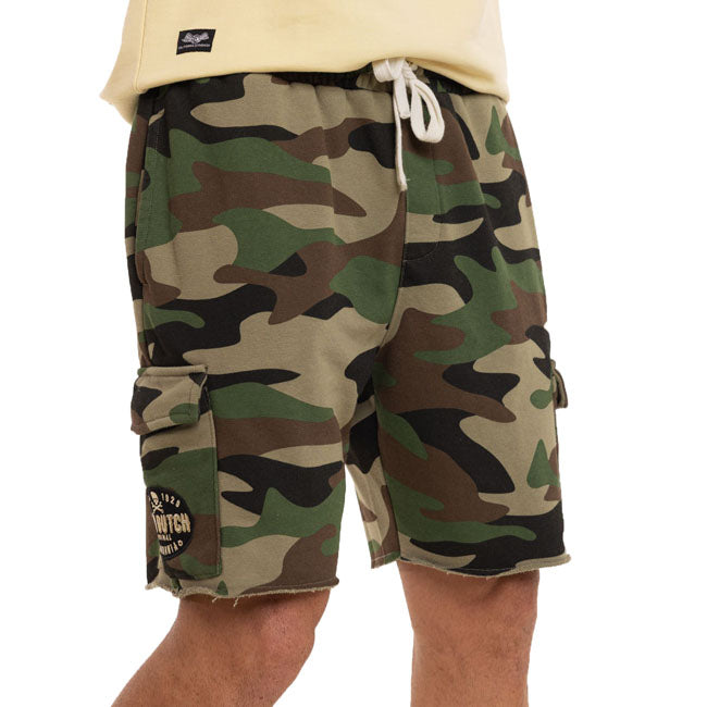 Von Dutch French terry cargo shorts acid wash, camouglage
