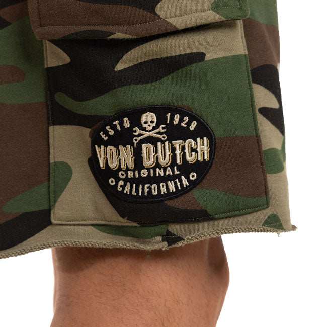 Von Dutch French terry cargo shorts acid wash, camouglage