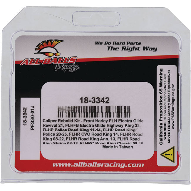 All Balls, caliper rebuild kit. Front DD — Front (dual disc): 08-26 Touring (excl. CVO/inverted fork models)