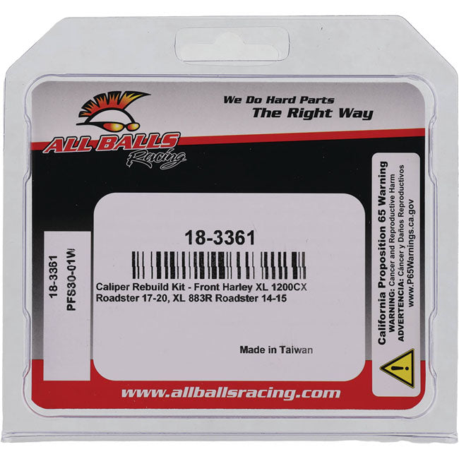 All Balls, caliper rebuild kit. Front — Front: 17-20 XL1200CX Roadster; 14-15 XL883R Roadster (NU)