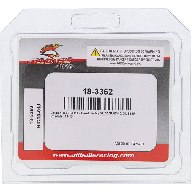 All Balls, caliper rebuild kit. Front SD — Front (single disc): 07-13 XL883R Roadster (NU)