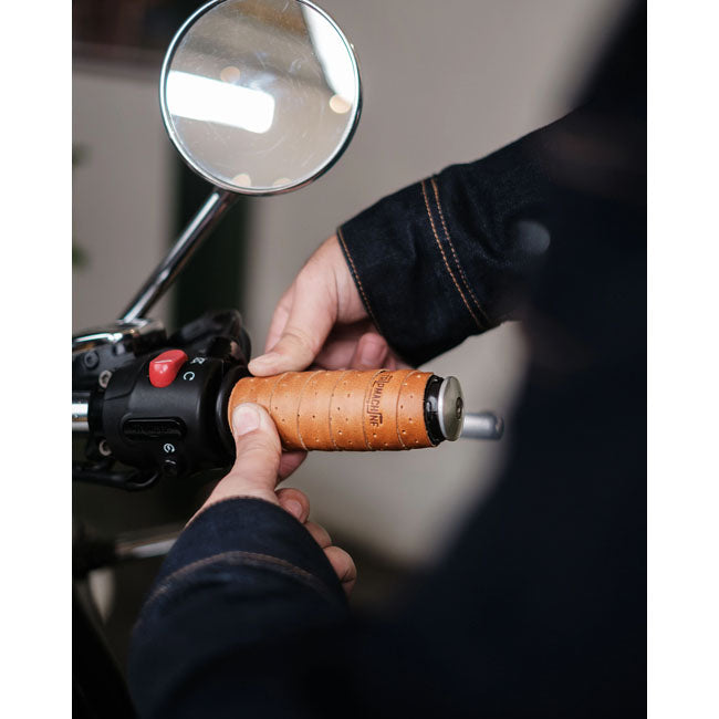 Trip Machine, handlebar grip wraps. Vintage Tan perforated
