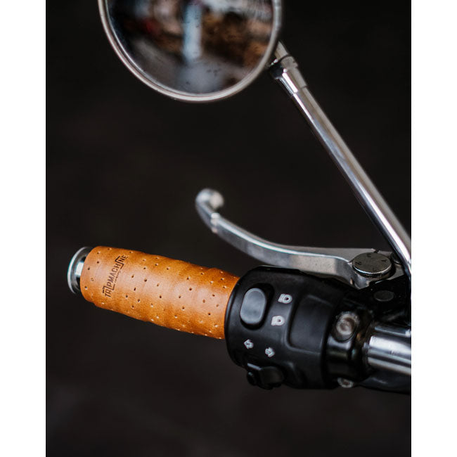 Trip Machine, handlebar grip wraps. Vintage Tan perforated