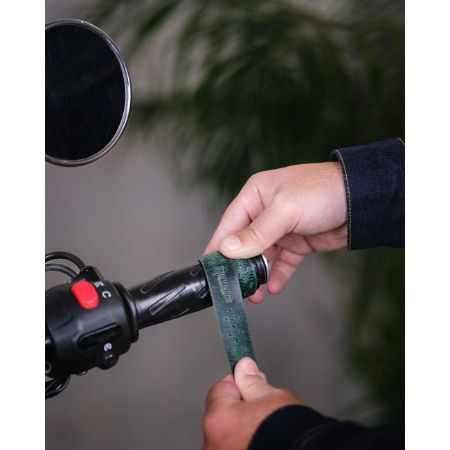 Trip Machine, handlebar grip wraps. Forest Green perforated