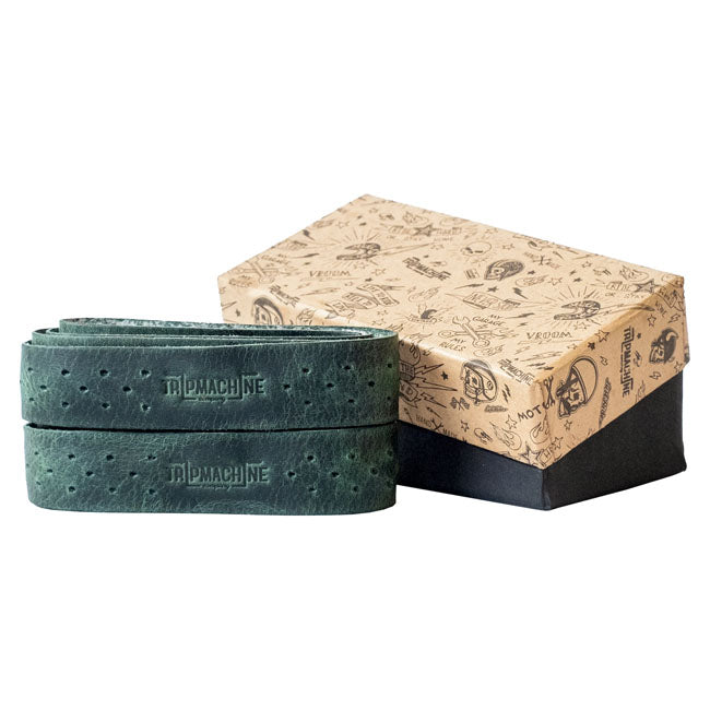 Trip Machine, handlebar grip wraps. Forest Green perforated