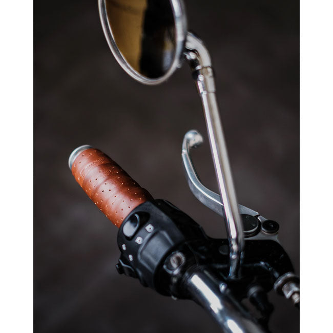 Trip Machine, handlebar grip wraps. Dark Tan Cognac perforat