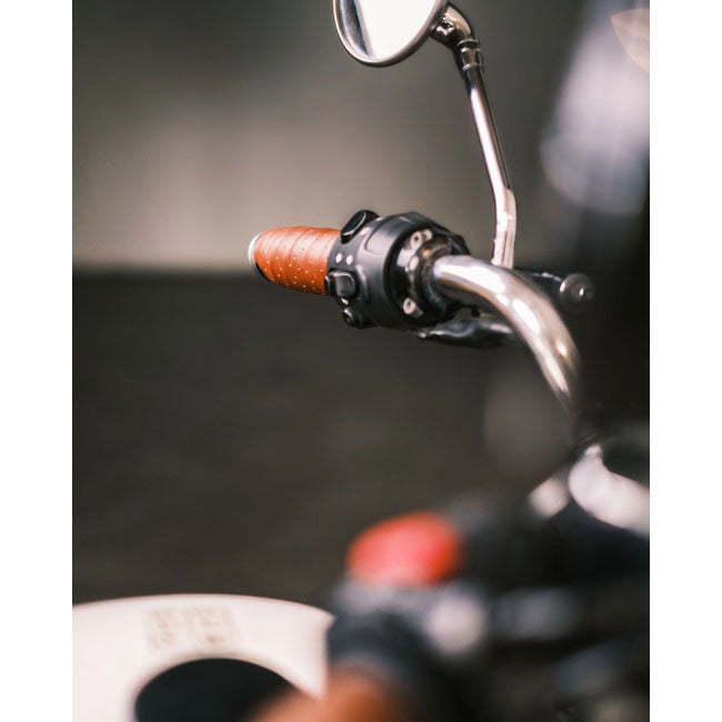 Trip Machine, handlebar grip wraps. Dark Tan Cognac perforat
