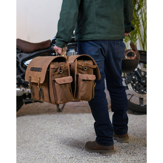 Trip Machine Expedition Saddlebag Pair brown and tobacco