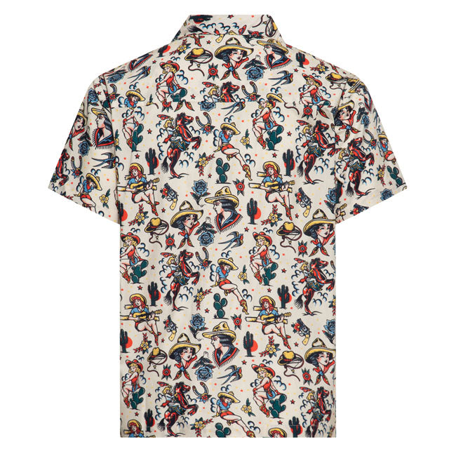 King Kerosin Cow Girl Hawaii shirt off white